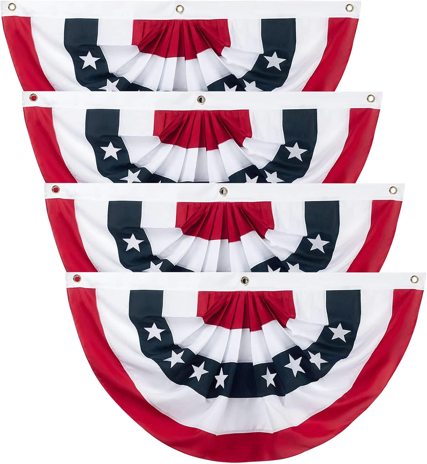 4PCS American Pleated Fan Flag, 3 x 6 Feet USA Patriotic Half Fan Bunting Flag for Outside, Indoor Outdoor Patriotic Decorations for 4th of July Bunting Outdoor, Memorial Day and Veterans Day