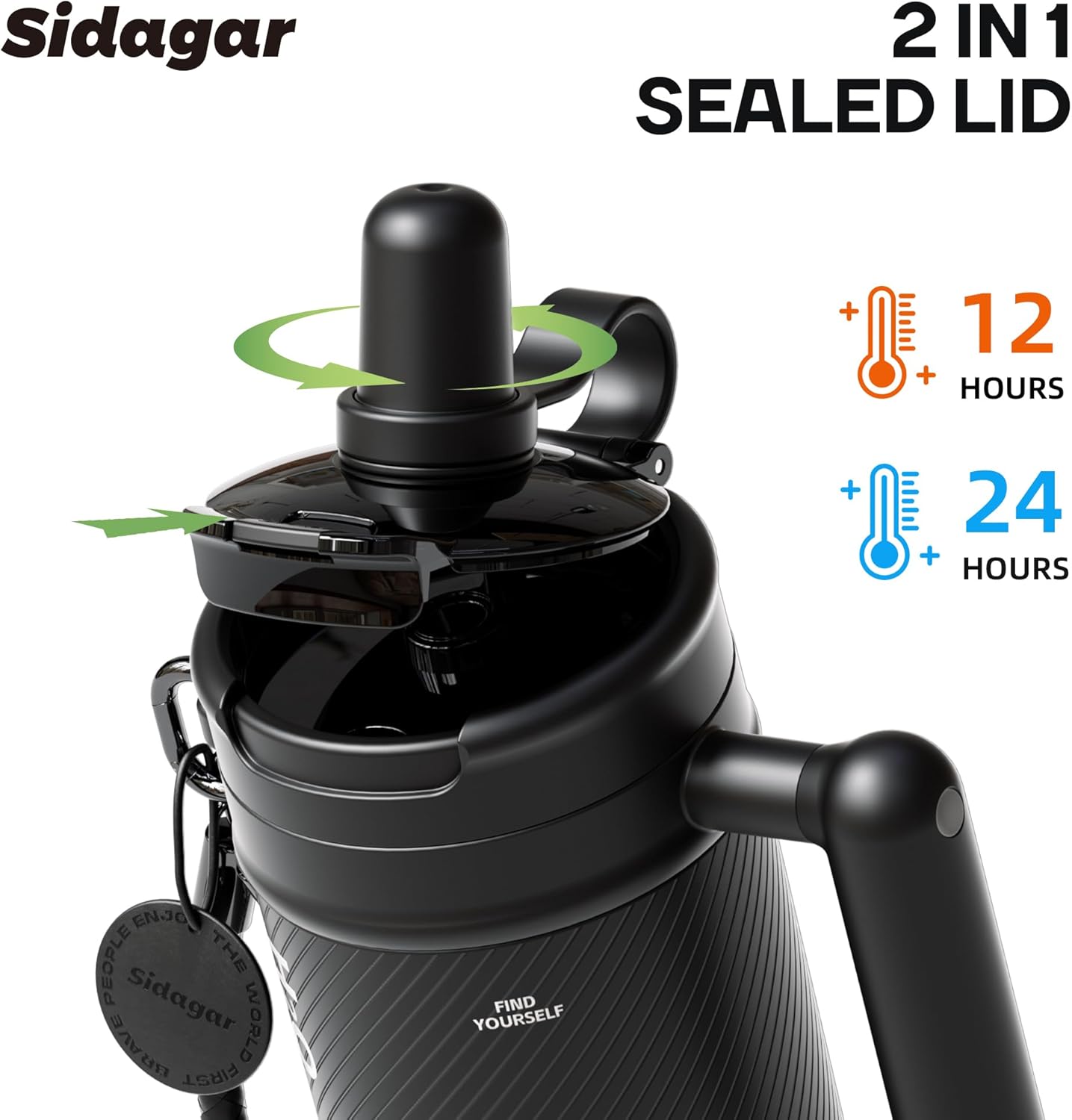 32 oz Insulated Tumbler with Handle and Straw - Premium 316 Stainless Steel Leak-Proof Water Bottle, Ideal for Gym, Office, Travel & Outdoors, Tactical Insulated Mug - Tactical Matte Black - Image 8