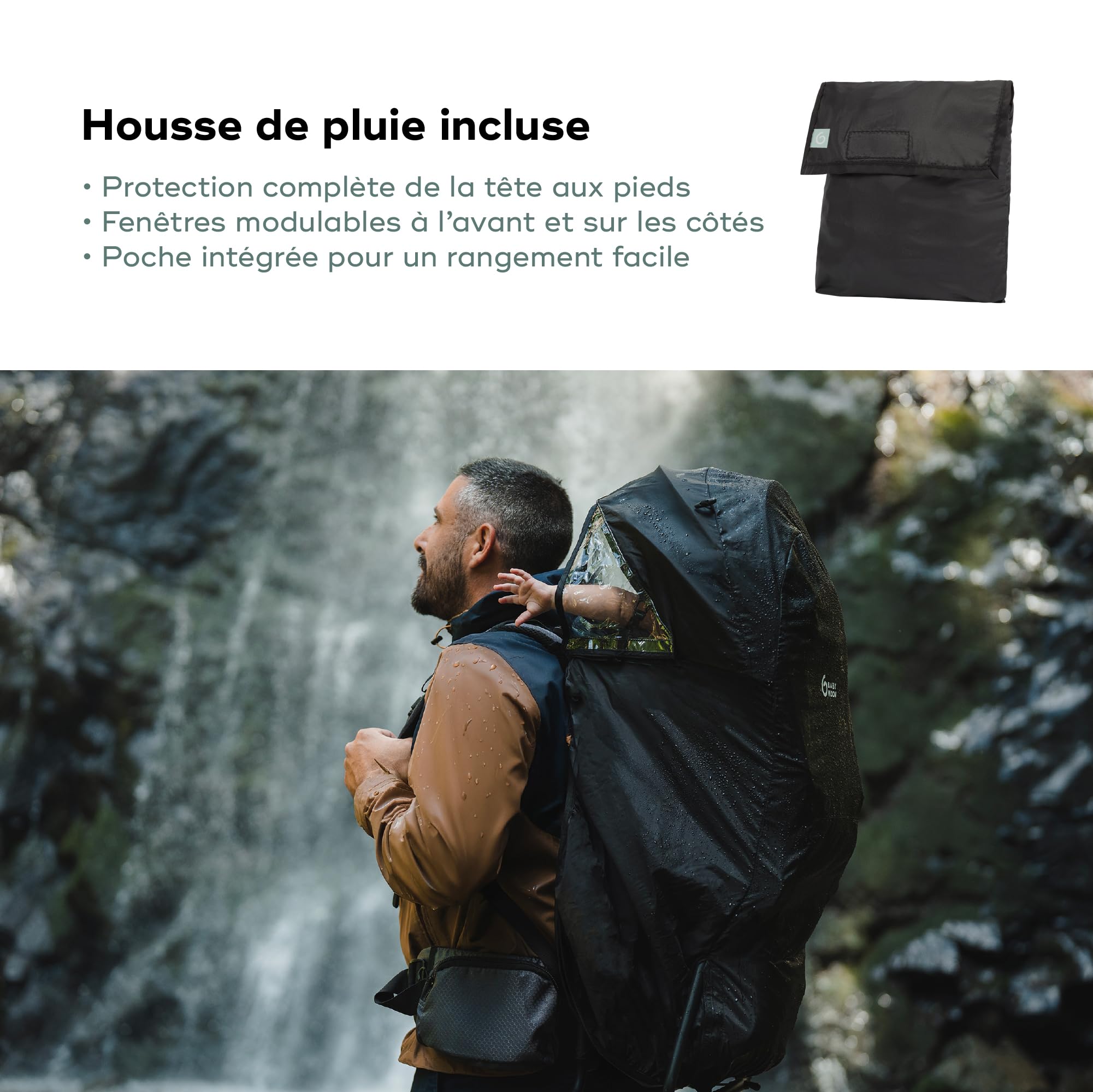 Babymoov Porte-bébé randonnée Moov&Hike + - Sac à Dos Confortable & Réglable - Siège Ajustable - Housse de Pluie, Sac à Langer 10L Inclus - Confort Enfant & Parent - Garanti à Vie