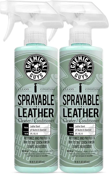 Chemical Guys SPI_103_1602 Sprayable Leather Cleaner and Conditioner in One for Car Interiors, Apparel, and More (Works on Natural, Synthetic, Pleather, and More) Leather Scent, (2 Pack) 16 fl oz