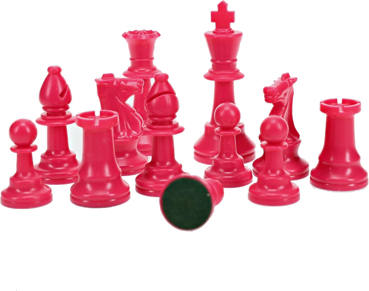 WE Games Color Bright Plastic Staunton Tournament Chess Pieces with 3.75 in. King - Half Chess Set of Chess Pieces Only, Pink