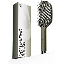 Boar Bristle Hair Brush For Fine Hair, Smoothing & Shine Enhancing Vented Detangler Wet Brushes, Slick Back Paddle Hairbrush with Nylon & Boar Bristles, Gentle Scalp Massage, Green