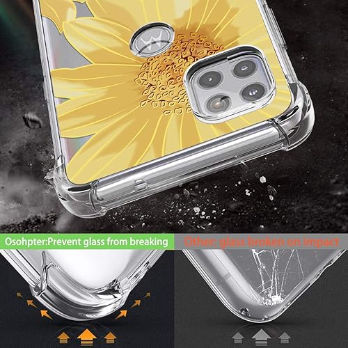 Miniatura 3 de Osophter Funda para Moto One 5G Ace con flores transparentes para niñas y mujeres, esquinas reforzadas, TPU absorción de golpes, flexible para