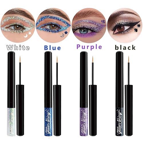 Miniatura 5 de Delineador de ojos líquido con purpurina morada, impermeable, secado rápido, maquillaje de ojos, sombra de ojos, lápiz delineador de ojos a prueba