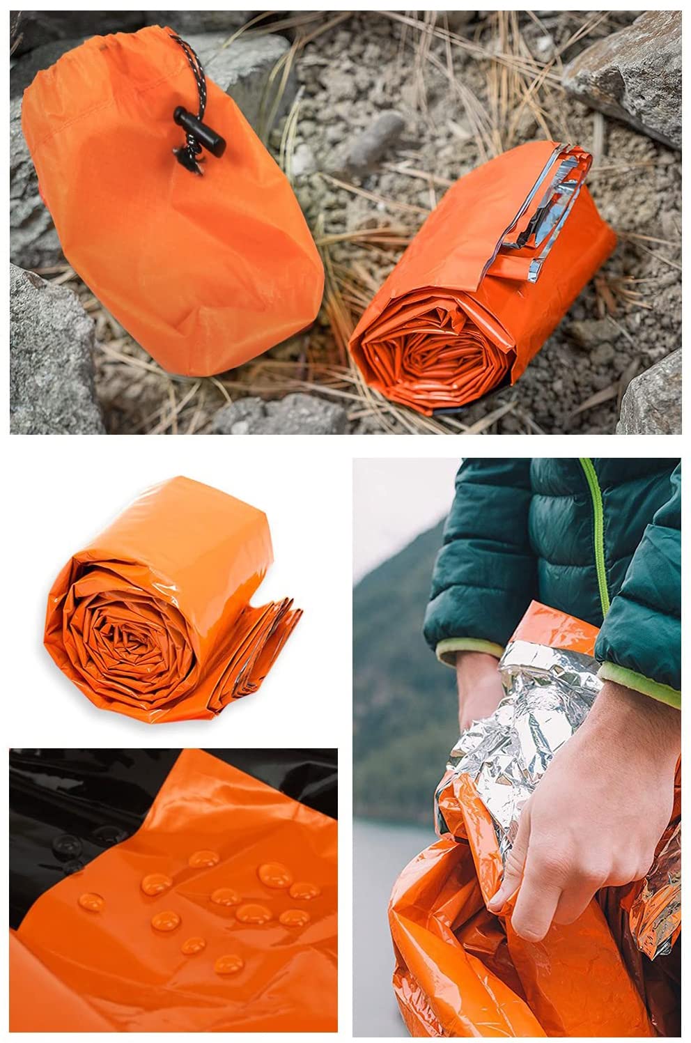 Sac de couchage de bivouac portable, thermique, léger, imperméable, équipement de réchauffement d'urgence, tente de survie.