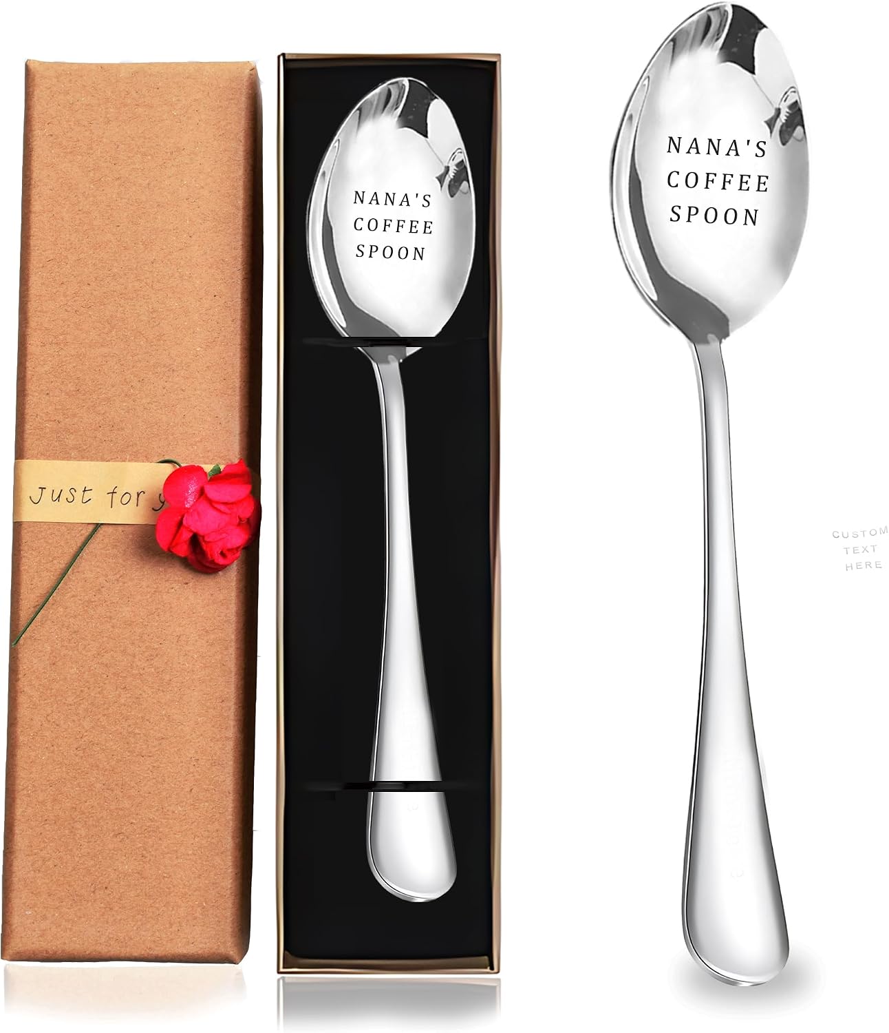 Custom Engraved Stainless Steel Spoon - 2-in-1 Ice Cream Shovel & Coffee Spoon with Mirror Finish - Personalization for Dad, Mom - Funny Gift for Father's Day, Birthday, Christmas, Anniversary