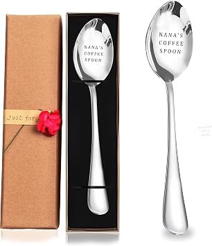 Custom Engraved Stainless Steel Spoon - 2-in-1 Ice Cream Shovel & Coffee Spoon with Mirror Finish - Personalization for Dad, Mom - Funny Gift for Birthday, Christmas, Anniversary Silver-Spoon