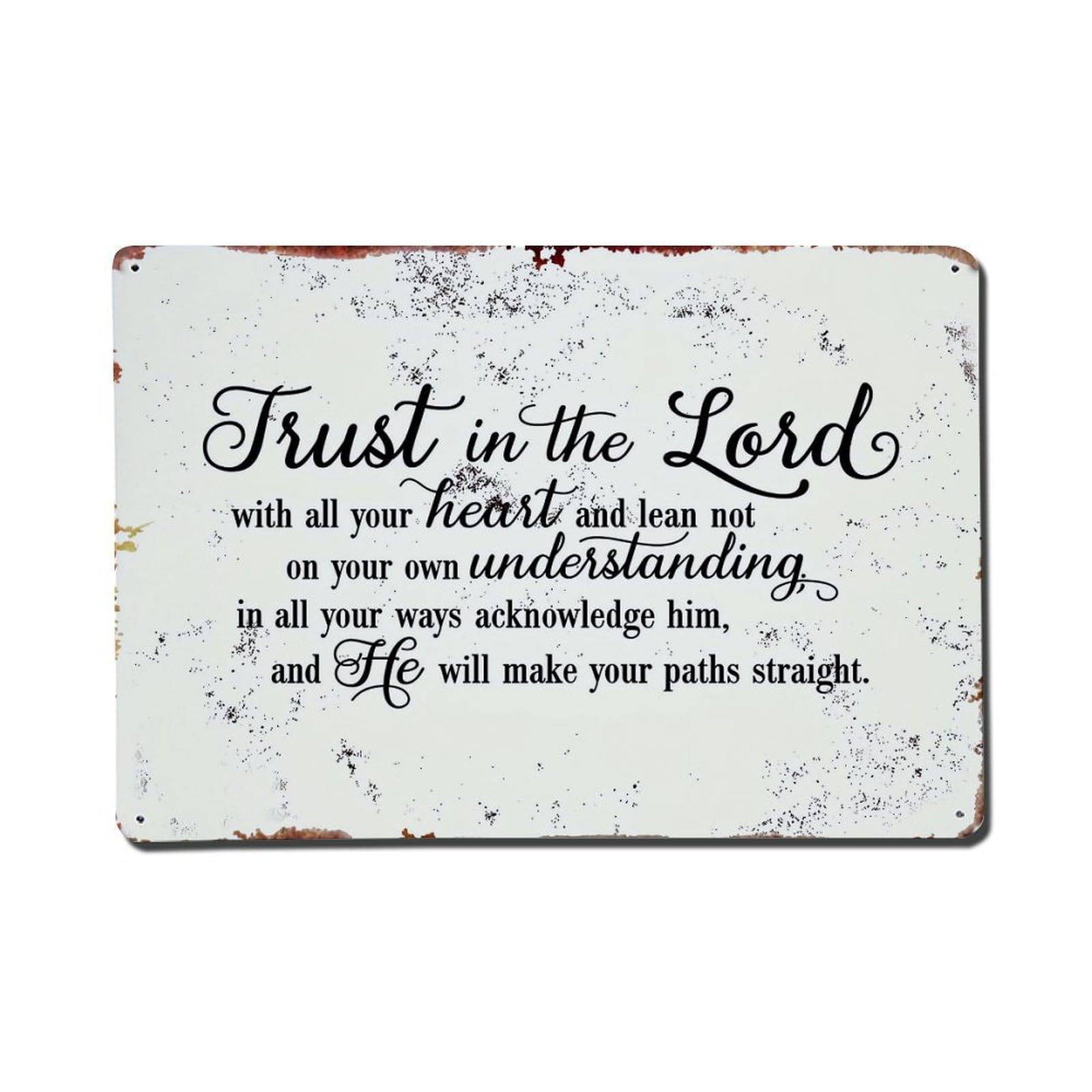 Jdfenggu Vintage Trust In The Lord Scripture Retro Metal Tin Sign, Metal Poster For Bar, Home, Man Cave, Kitchen, Laundry Room Art Decor 8X12 Inch