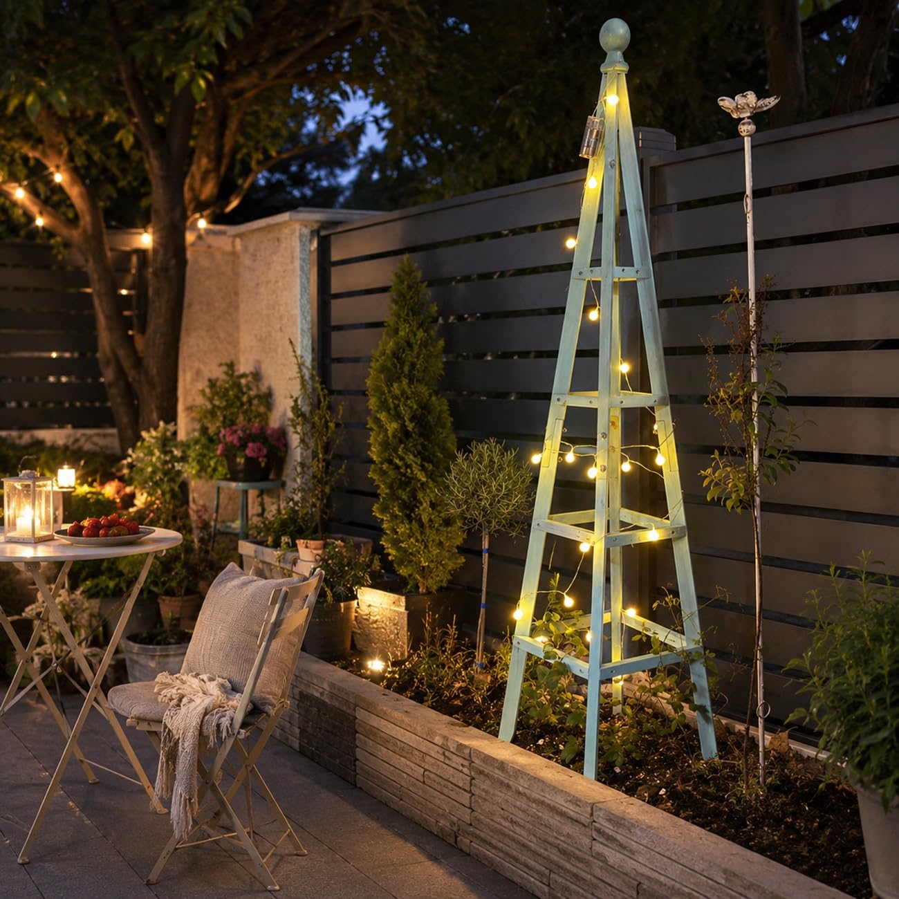 150cm Treillis Obélisque en Bois, Support pour Fleurs Plantes Grimpantes