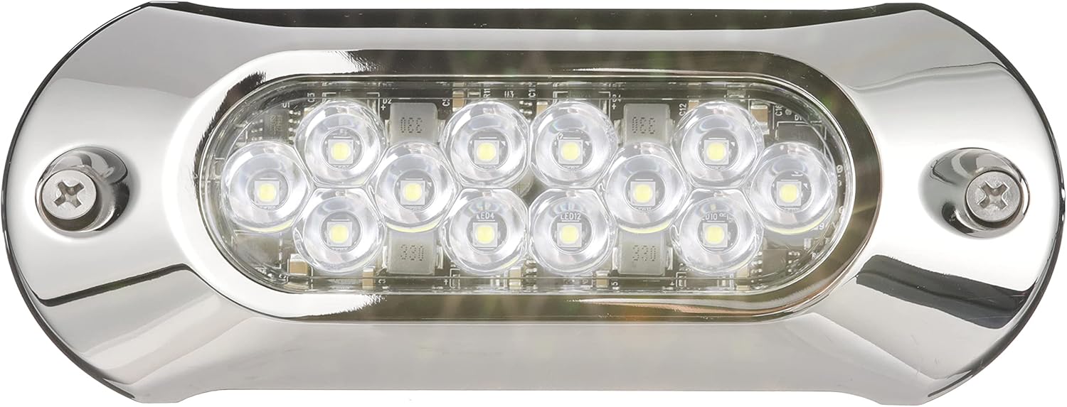 Attwood 65UW12W-7 Light Armor LED Underwater Light, Stainless Steel Bezel, Intense White Light