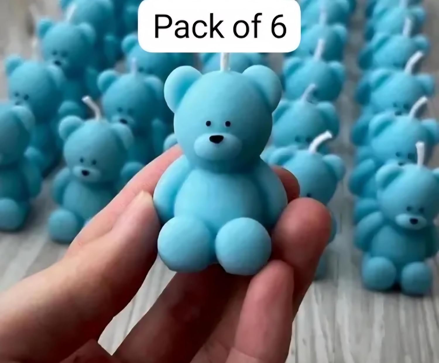Blue Bear Candle, Teddy Bear Shape, Decorative Wax Candle, Baby Shower Party Decor
