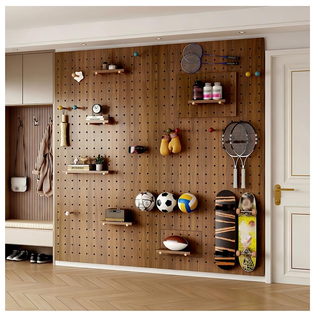 Paneles de pared modulares de madera de 16 mm de grosor para soluciones de almacenamiento de cocina y taller, marrón, 60 x 120 cm / 23.6x47.2in, organización duradera y elegante