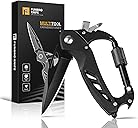 Multitool Carabiner with Pocket Knife, Stocking Stuffers Gifts for Men, EDC Carabiners with Folding Knives, Bottle Opener, Window Breaker and Screwdriver, Survival Gear for Camping Hiking