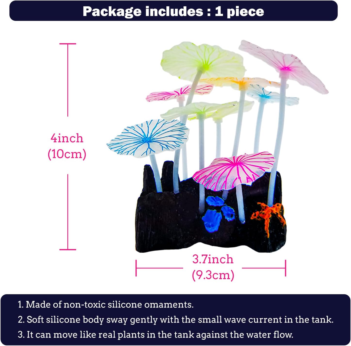 Glow-in-the-Dark Silicone Coral Fish Tank Ornament image 3