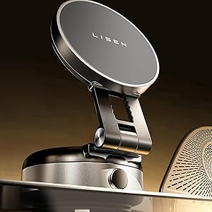 LISEN for iPhone 17 Portable Electric Vacuum Suction Phone Holder for MagSafe, Suction Cup Phone Mount Foldable Only on Mirror/Smooth Surface for iPhone 17 Pro Max Air /16/15/14/13/12