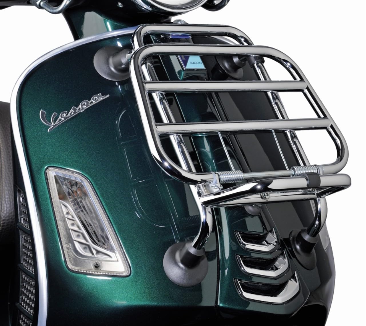 Piaggio Portapacchi originale anteriore pieghevole per Vespa GTS Super 125 300 euro4 euro5 dal 2019 (cromato)
