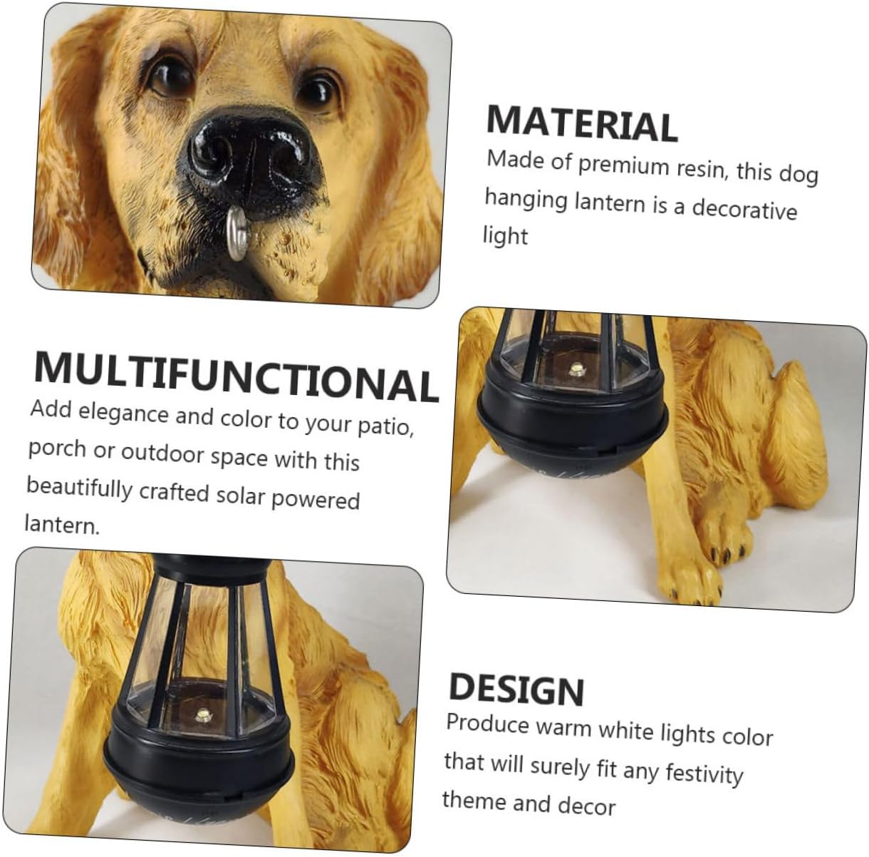 Solar-Powered Dog Figurine Lantern Home Decor for Garden Patio Pathway Lamp