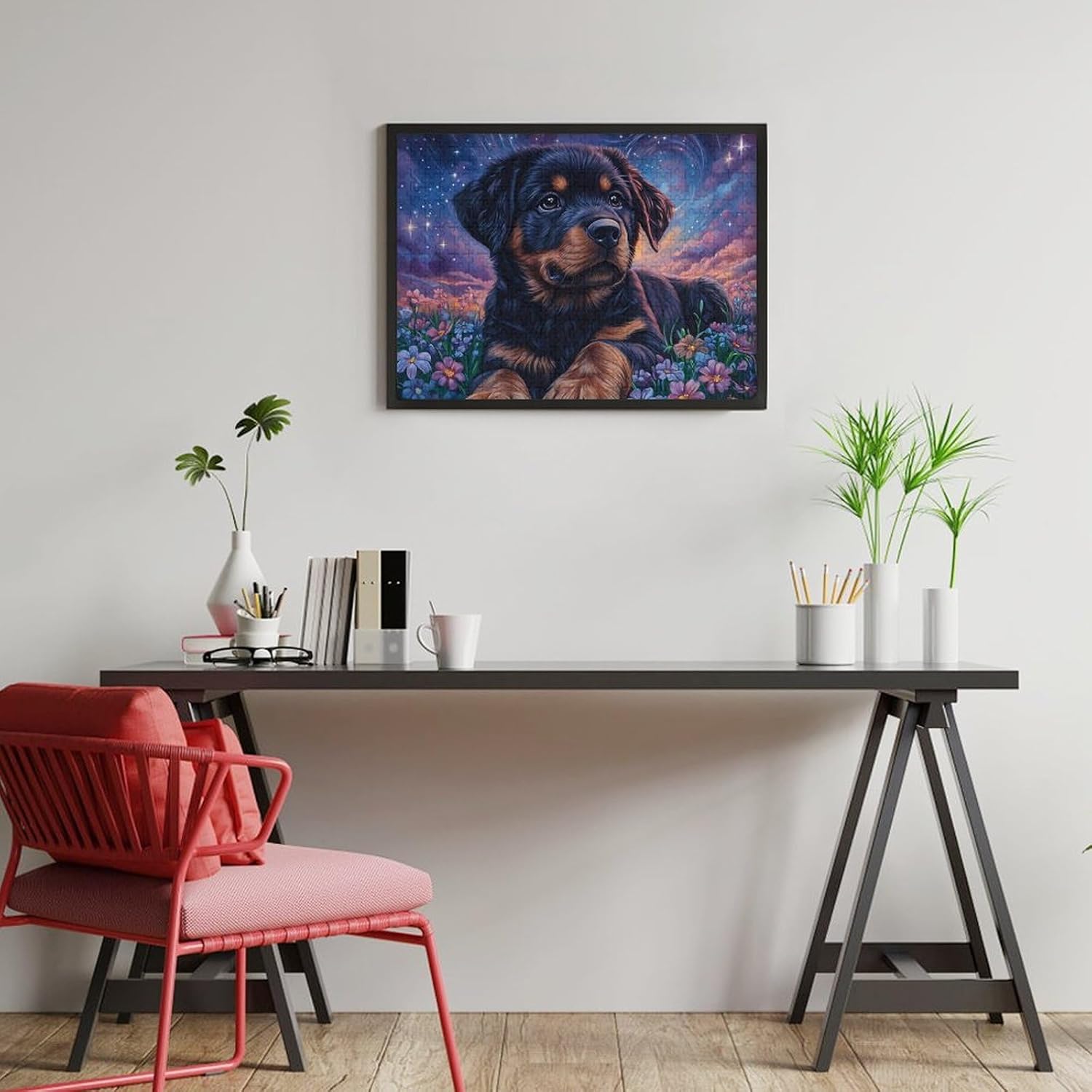 Rottweiler Flowers Wood Puzzle Challenging Jigsaw Puzzles for Women Men