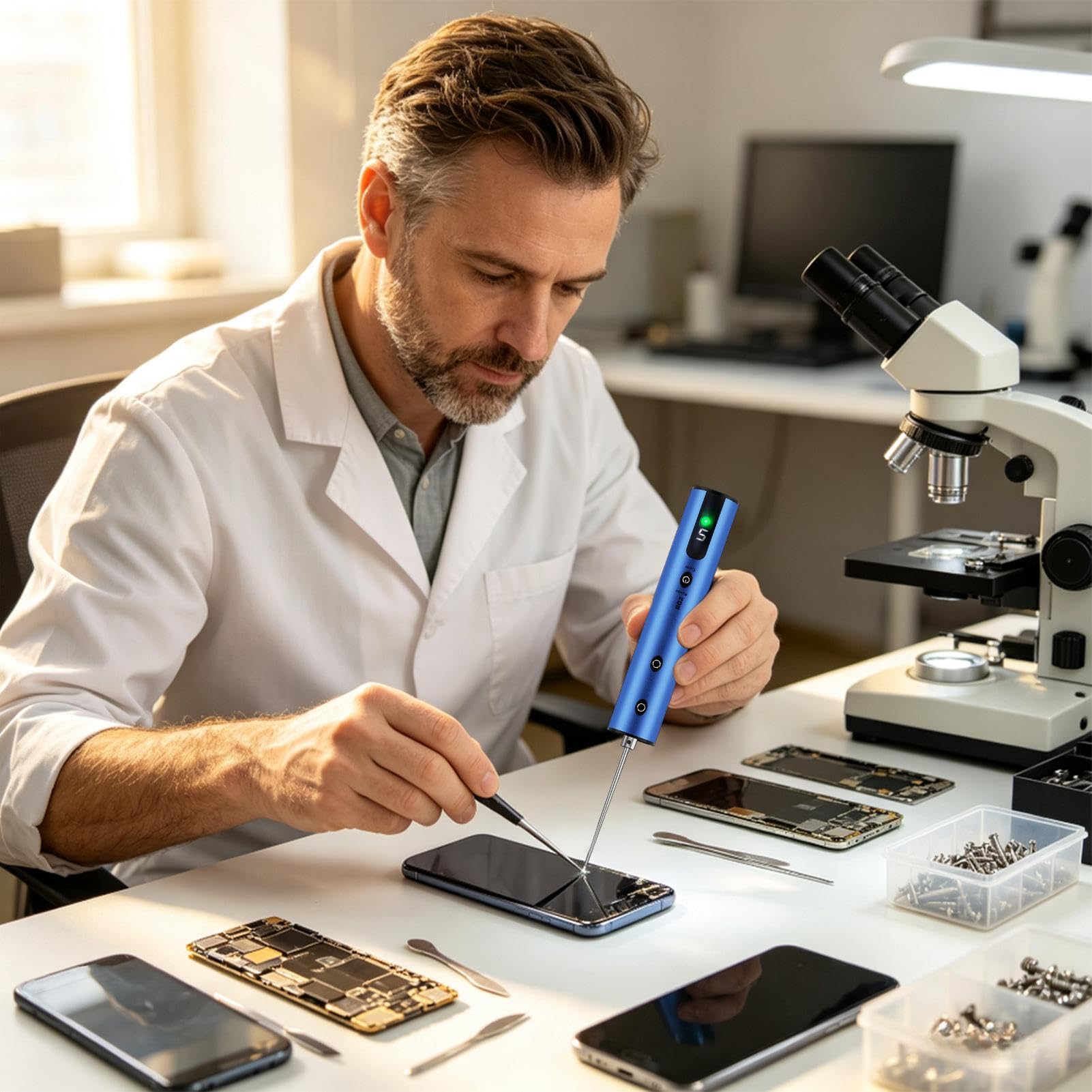Generico Strumento Elettrico Rimuovi Colla 5 velocità Regolabili Portatile | Rimuovitore adesivo riparazione cellulare per Tecnici e Appassionati del Fai da Te Riparazioni in Negozio e in Loco
