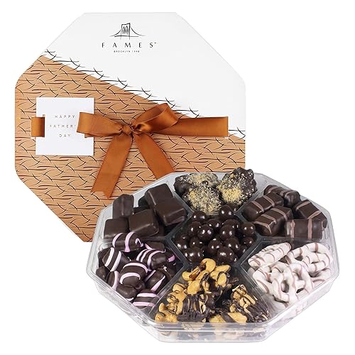 Cesta de regalo para el Día de Ftaher de Brooklyn – 7 tipos de chocolates gourmet hechos a mano – Juego de lujo de chocolates artesanales Kosher sin