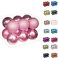 Vista 28 de Emopeak 24 bolas decorativas para árbol de Navidad, 4 estilos inastillables, decoración de árbol de Navidad, esferas colgantes para decoración