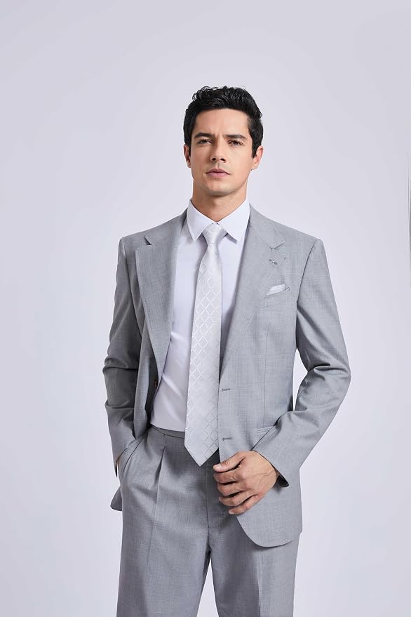 Corbata y pañuelo a cuadros estilo clásico para hombres miniatura 2