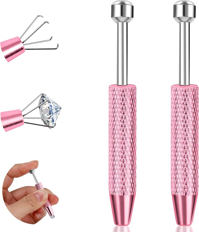 ONESING Pinça para Joias de Piercing em Aço Inoxidável, 4 Garras, Rosa, Pacote com 2