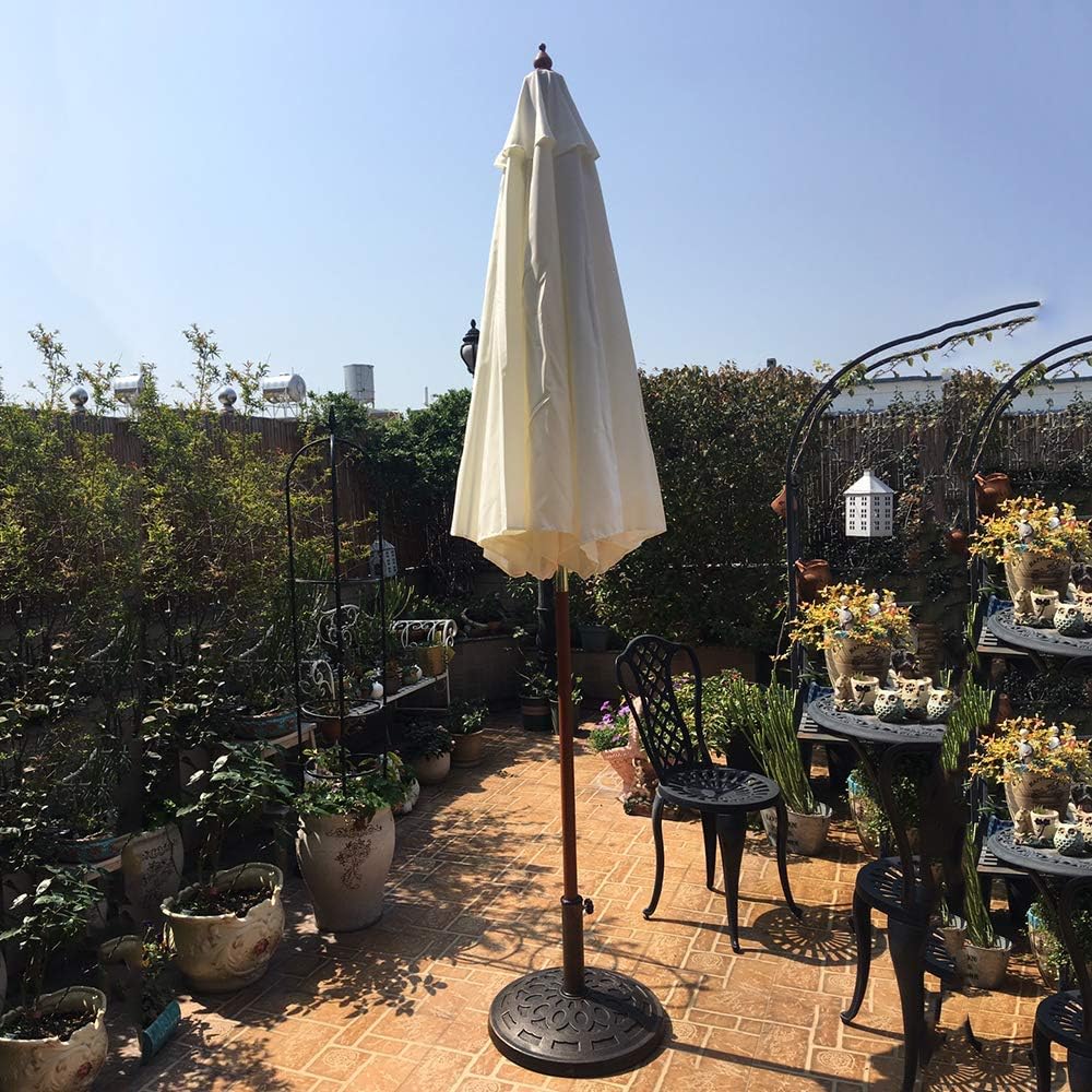 2.7m Wooden with wood Pole Outdoor Garden Beach Umbrella Canopy for patios pubs restaurants cafes and hotels – Cream good
