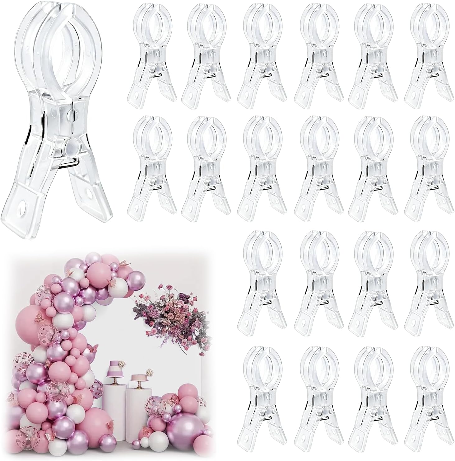 20Pcs Balloon Arch Clips,Plastic Spring Balloon Clips, ldealfor Party Balloon Arches.The Perfect Choice for Setting Up a Mothers Day Balloon Arch.