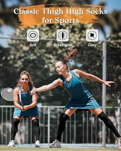 Miniatura 7 de Century Star Medias largas de atleta a rayas por encima de la rodilla para mujer