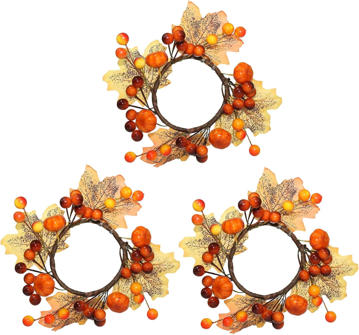 Amazon.com: Fall Candle Rings Wreaths, 3.5inch Decorative Taper Candle ...