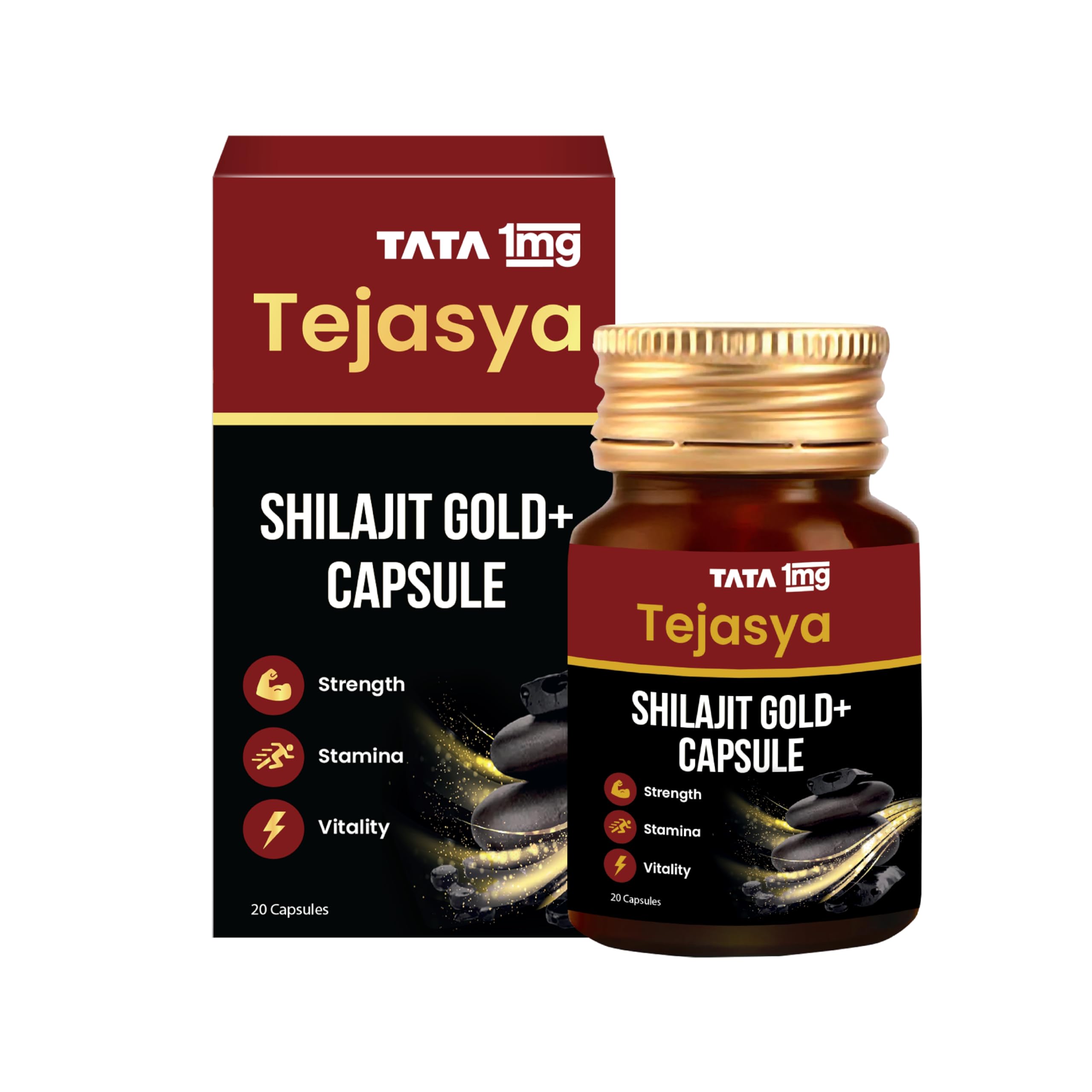 Tata 1mg Tejasya Shilajit Gold+ Capsule, Supports Strength,Stamina & Vitality,Pack of 20 Capsules (B0CSFY5QDH) Amazon Price History, Amazon Price Tracker