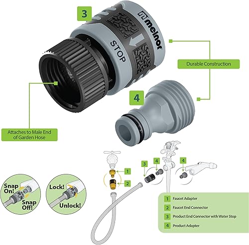 Miniatura 5 de Melnor 65175AMZ - Juego de conectores de conexión rápida de 6 piezas, color negro, azul