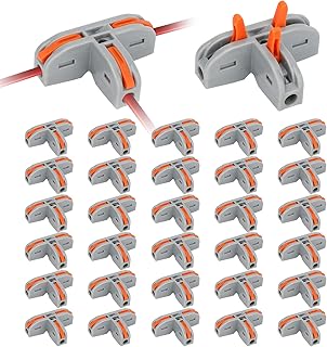 30pcs Compact Wire Conductor Connector,EEEKit T-Shape Lever Nut Wire Connector,3-Port Electrical Connectors Blocks,Quick Splitter 3 Pin 1 Way Wire Connector for AWG 28-12 Solid Stranded Wire