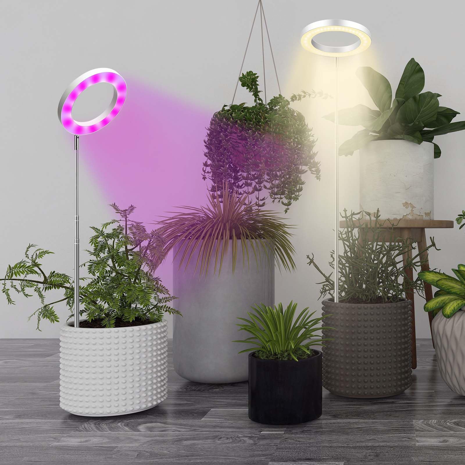 Royouzi Lampa do Roślin - 72 Diody LED z Pełnym Spektrum Światła, 3 Tryby Oświetlenia, Timer Samochodowy, 9 Poziomów Jasności, Adapter USB