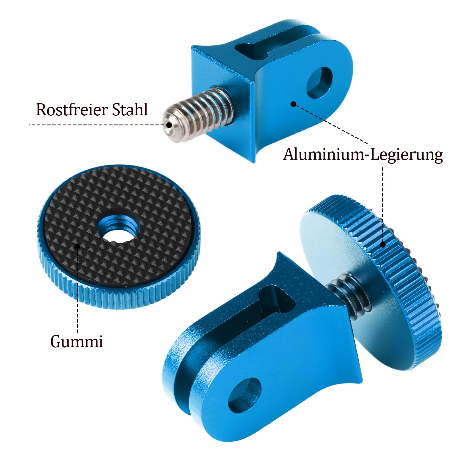 Kamera-Adapter 1/4 Zoll Auf GoPro – Aus Alu, 360° Drehbar – Für Actioncams Von GoPro, Insta360, DJI, Sony