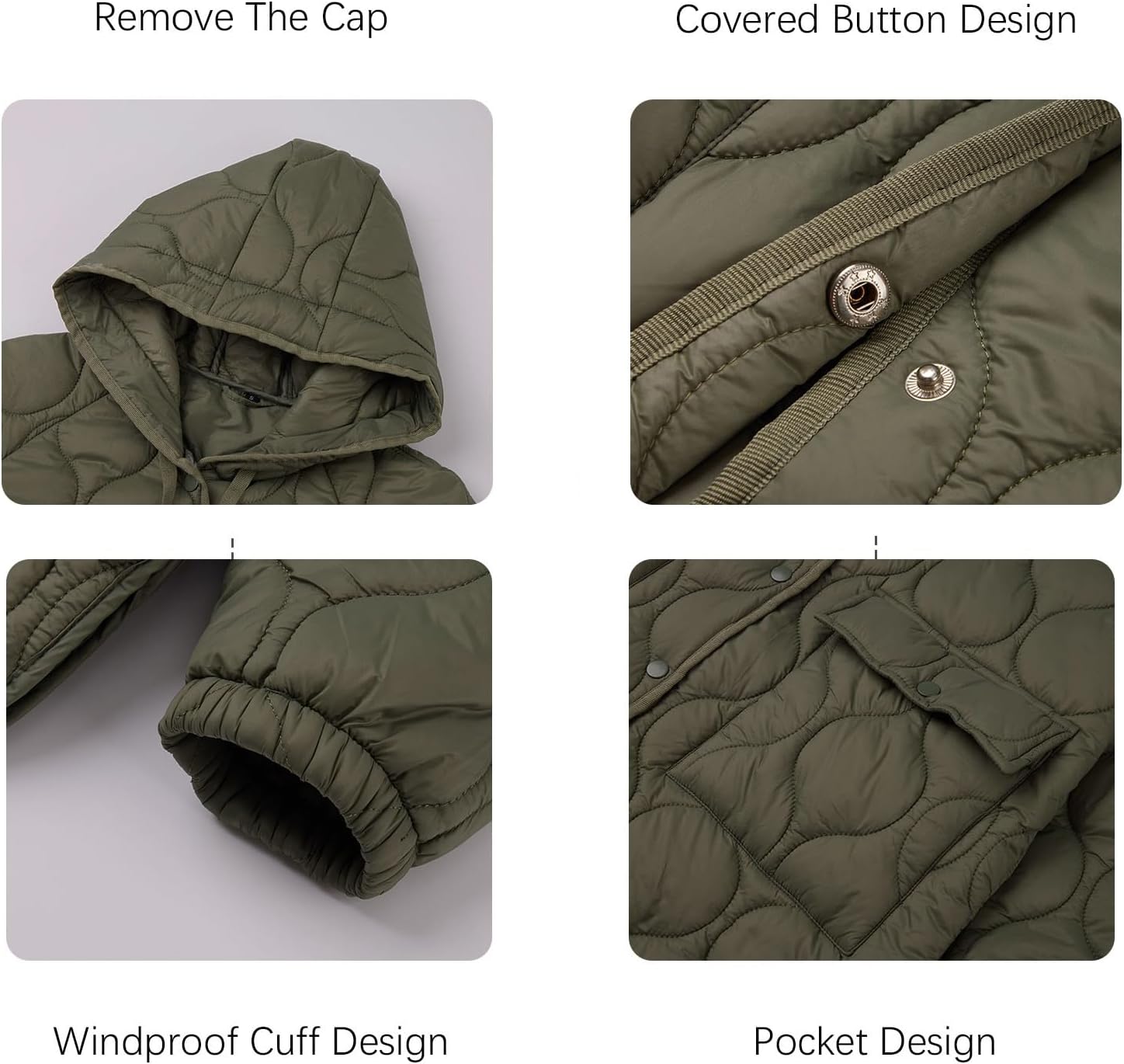 RISISSIDA Women Quilted Jacket Hooded Spring Fall Fashion, Loose lightweight Packable Transitional Puffer Coat - Image 6