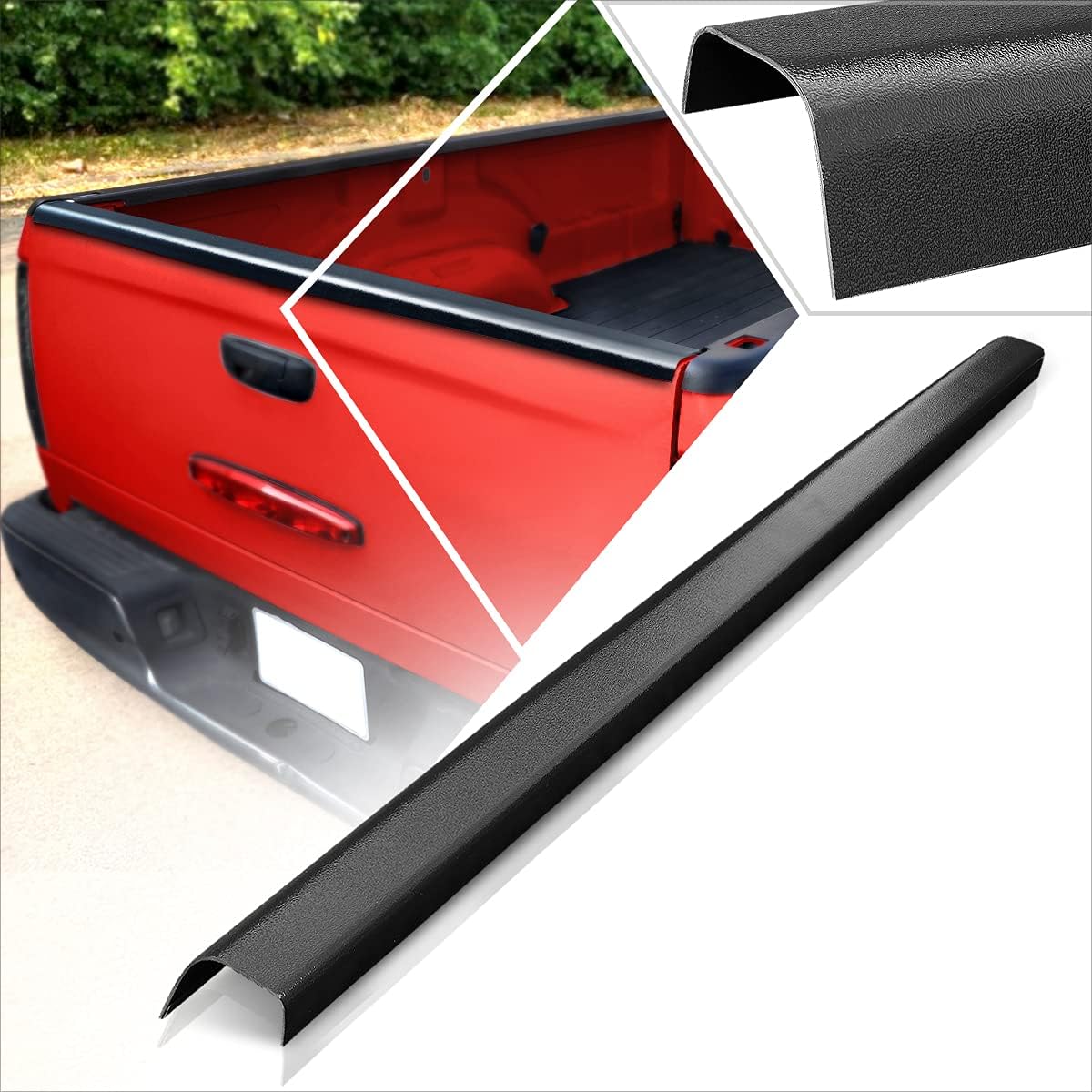 Truck Bed Rear Tailgate Rails Molding Caps Covers Protector w/Tape Compatible with 98-00 Nissan Frontier