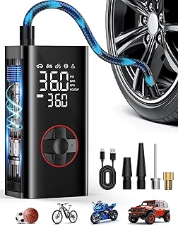 Tire Inflator Portable Air Compressor - 150PSI Cordless Air Pump for Car Tires, Portable Tire Inflator for Cars with Pressure Gauge, Tire Pump for Bike, Motorcycle, Auto Shut-off
