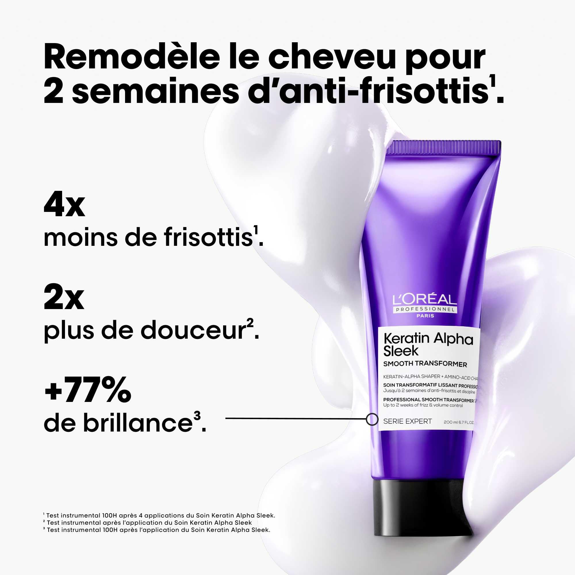 L'OREAL PROFESSIONNEL - Soin Cheveux Transformatif Lissant Keratin Alpha Sleek - 2 Semaines d'Anti-Frisottis - Lisse Progressivement le Cheveu au Niveau de la Kératine - Technologie Brevetée - 200 ml