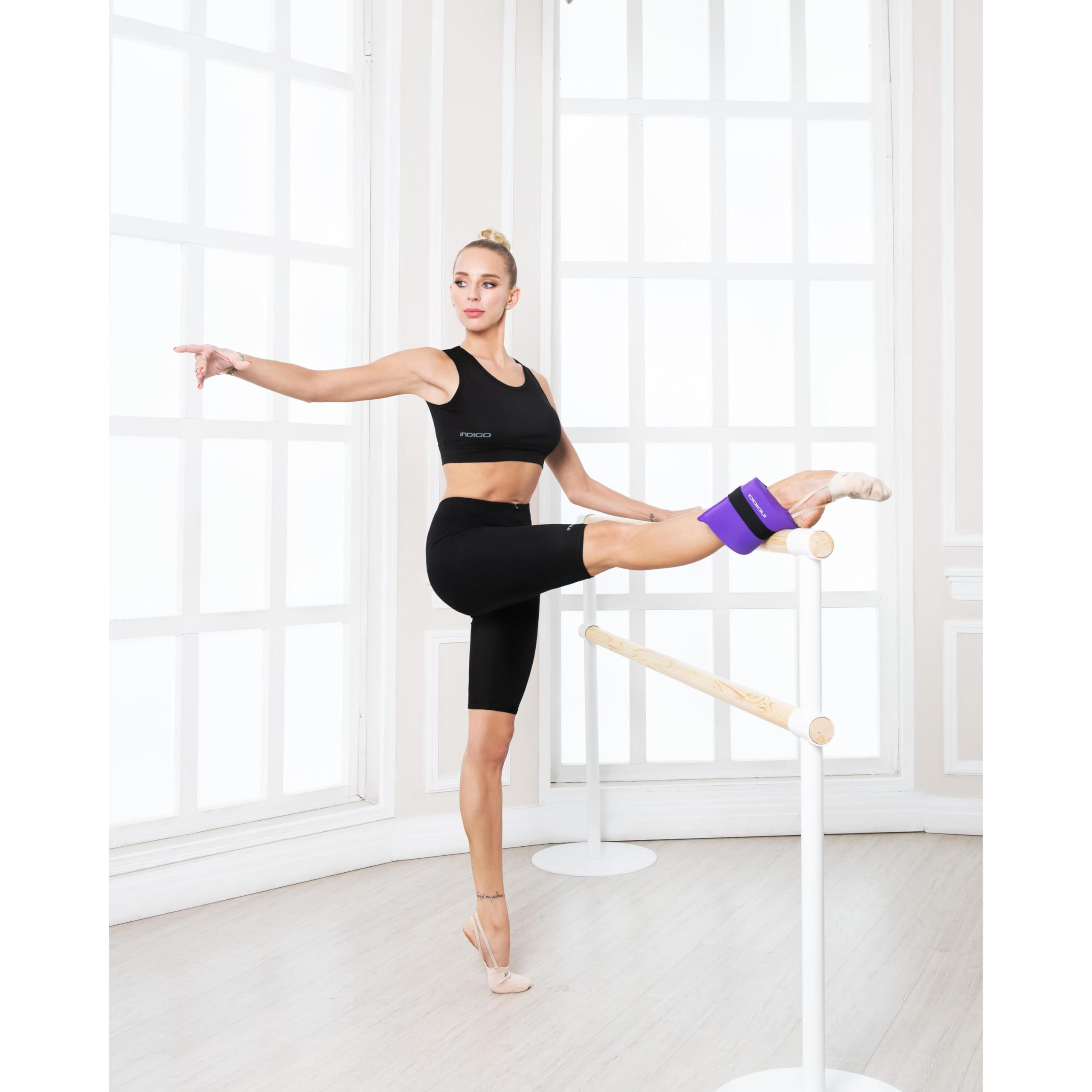 DRUNA Barra de Ballet Doble Portátil Profesional 200x108x56 cm para Suelo de Madera y Metal