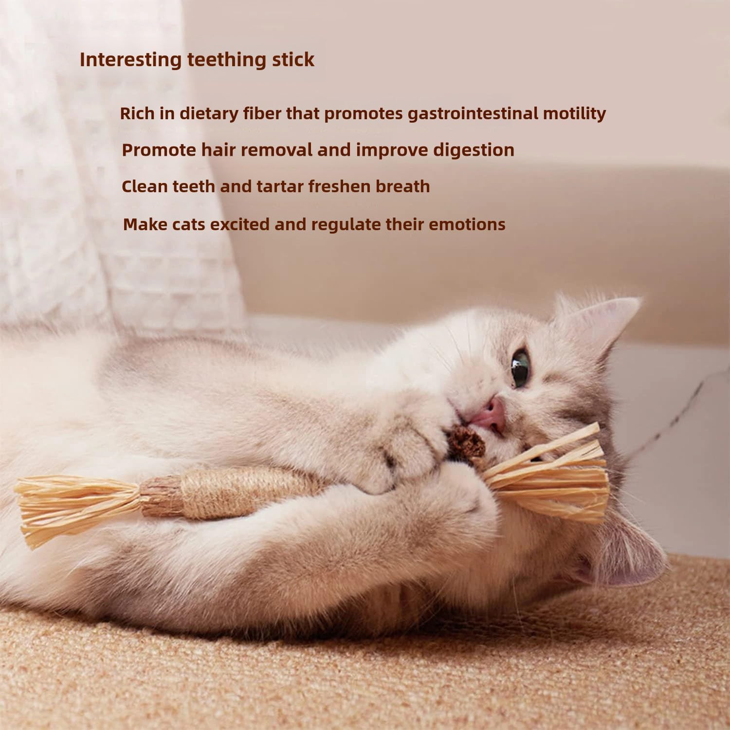 Natural Silvervine Dental Sticks, Silvervine Sticks for Cats, Cat Dental Sticks, Natural Cat Chew Stick, Interactive Kitten Teething Toys, for Indoor Kitty Nip Dental Care Biting