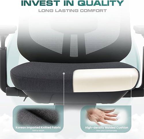 Miniatura 6 de COLAMY Silla de oficina ergonómica de malla, silla de escritorio ejecutiva de computadora con respaldo alto, soporte lumbar con reposacabezas