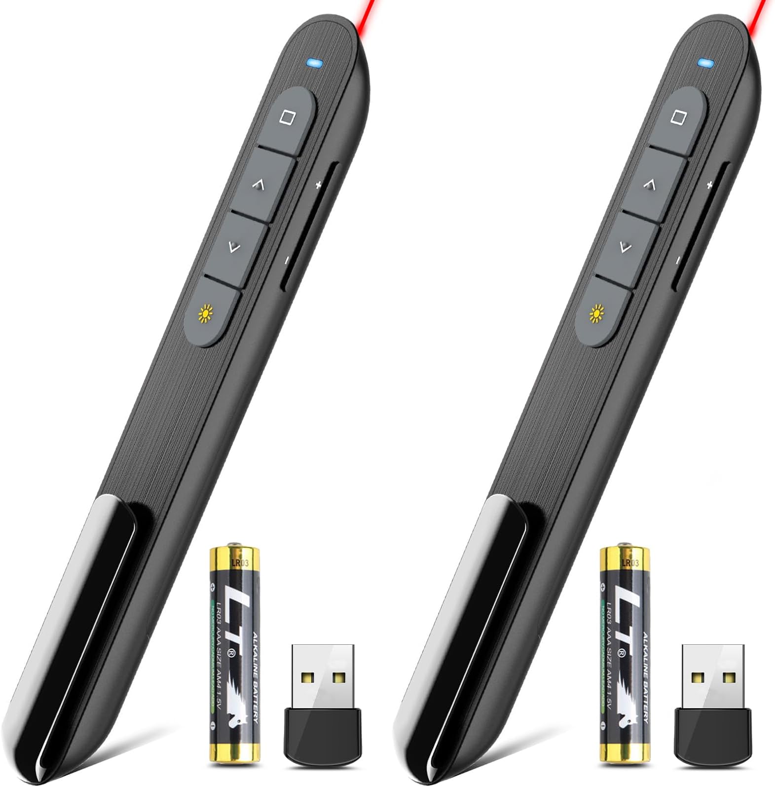 (2 Units) Wireless Presenter Remote Presentation Pointer Clicker with Hyperlink & Volume Control USB PowerPoint Slide Advancer for Mac Laptop PC Computer Keynote