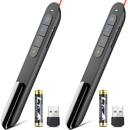 (2 unidades) Presentador inalámbrico remoto puntero de presentación clicker con hipervínculo y control de volumen USB PowerPoint Slide Advancer para