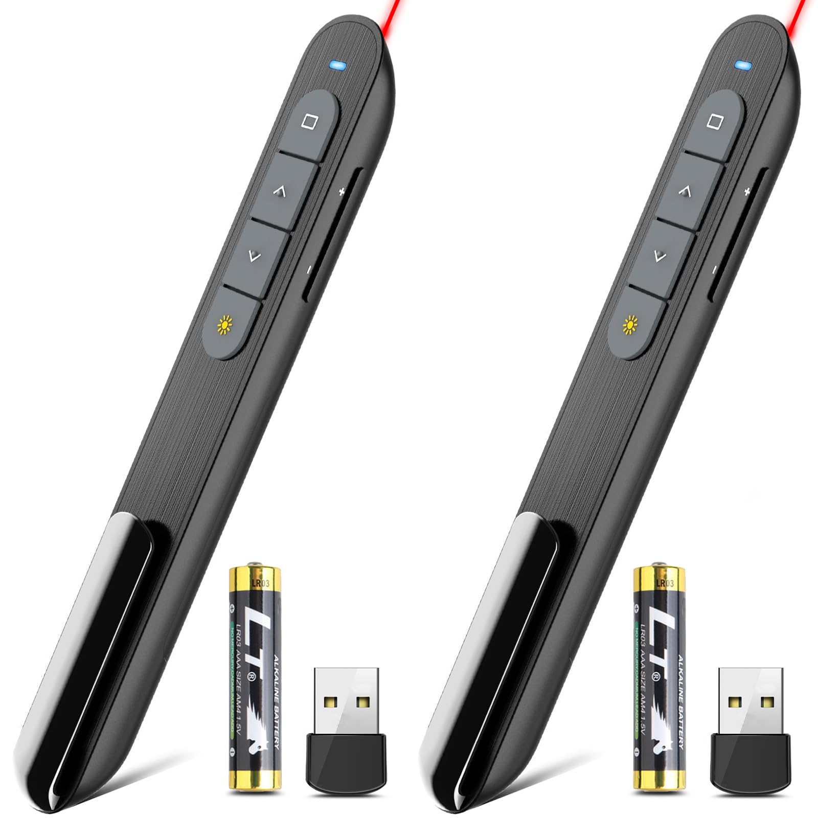（2 Units） Wireless Presenter Remote Presentation Pointer Clicker with Hyperlink & Volume Control USB PowerPoint Slide Advancer for Mac Laptop PC Computer Keynote
