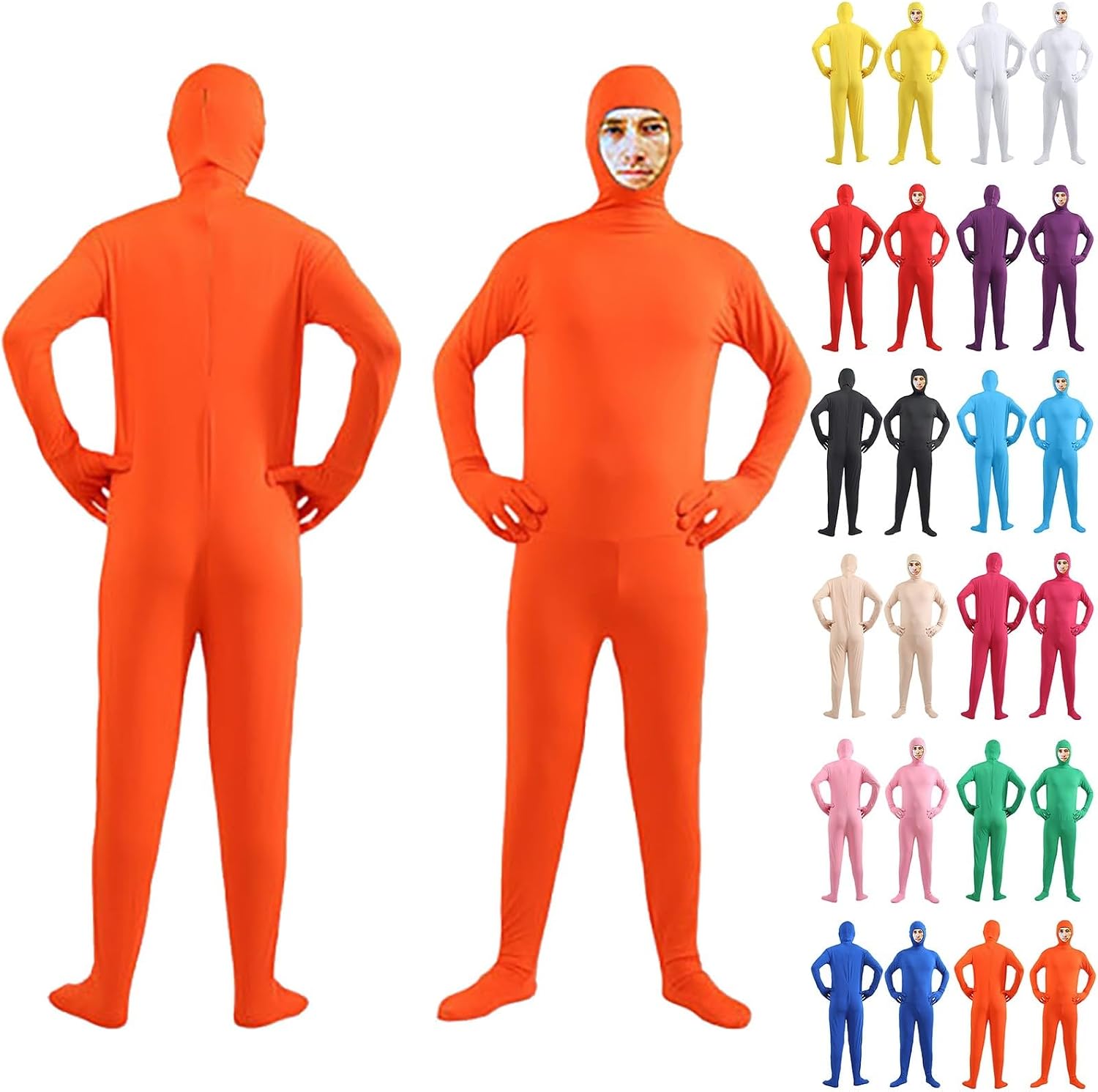 Men's and Women's Open Face Full Body Suit Halloween Costumes Adult Stretchy Dress Up Party Cosplay Unitard Bodysuit