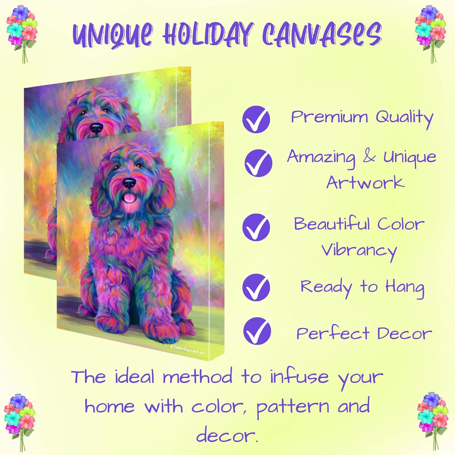 Doggie of the Day Paradise Wave with Cockapoo Dogs Canvas Wall Art - Premium Quality Ready to Hang Room Decor - 1.5" Thick Canvas Wrap 8" x 10"