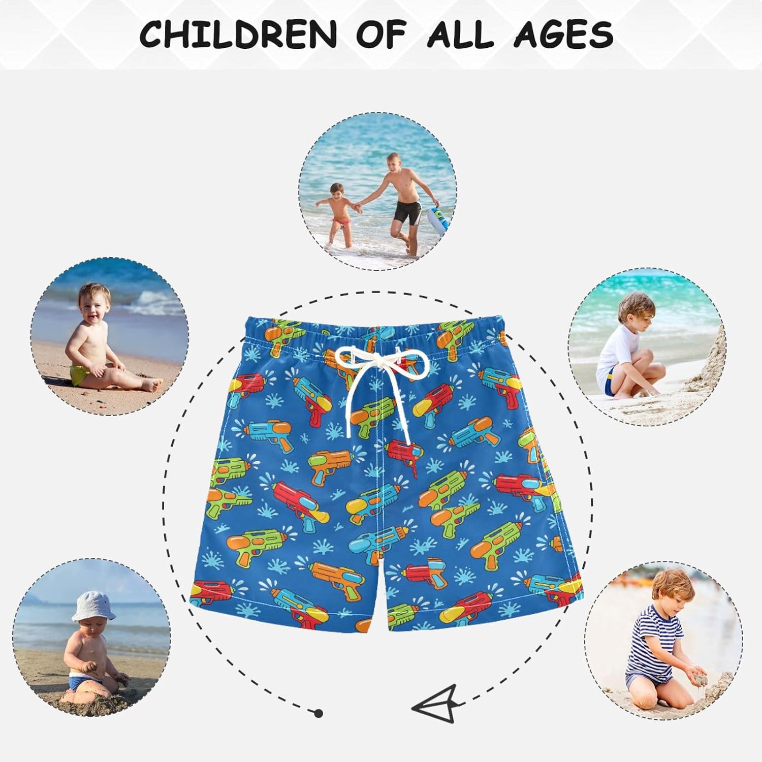 Boys Swim Trunks Blue Splash Quick Dry Bathing Suit Swimsuit Toddler Beach Board Shorts Mesh Swimwear 2-12Y