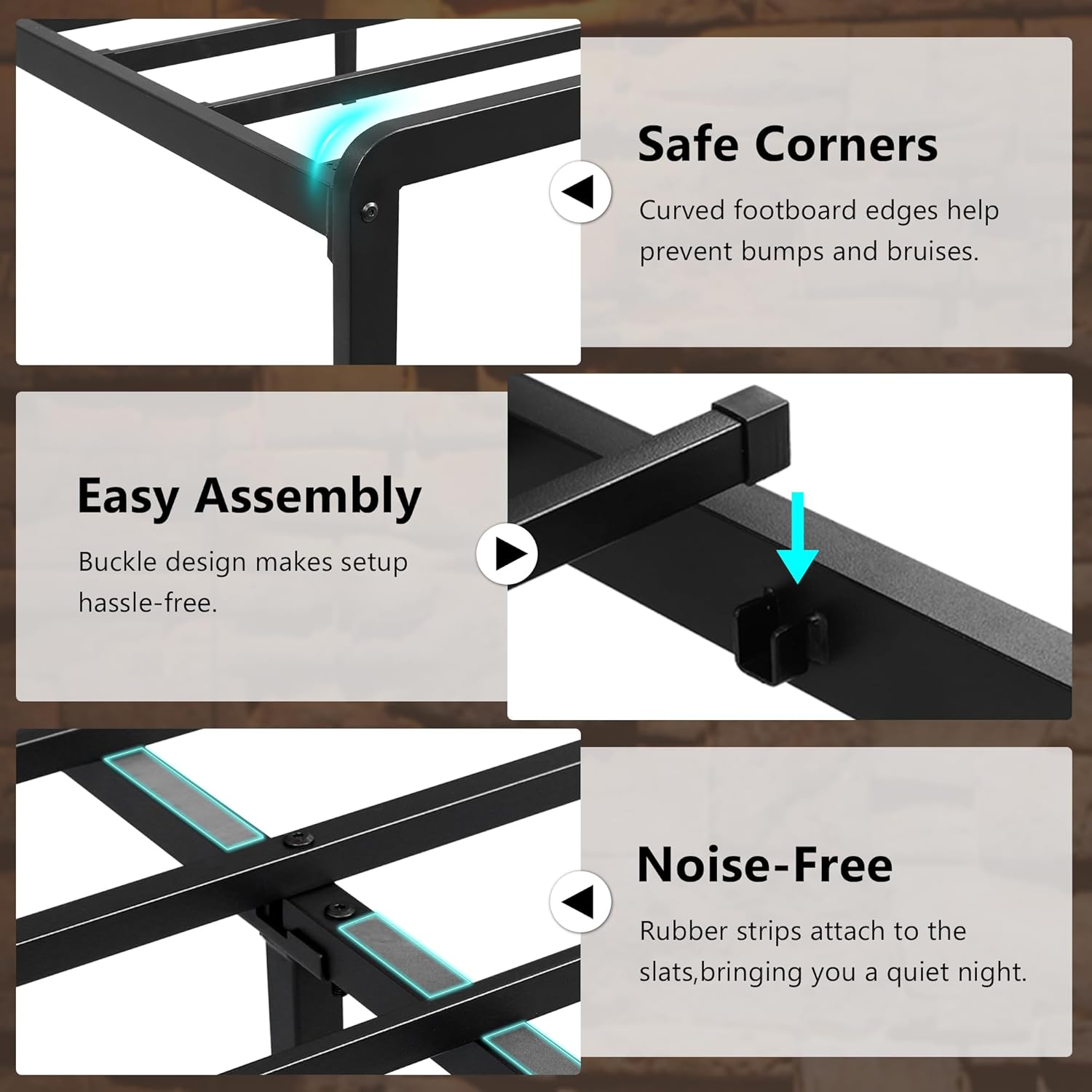 Full Bed Frame with Ergonomic Wooden Storage Headboard, LED Bed Frame with Charging Station, 12" UnderBed Storage, Heavy-Duty Metal Base, No Box Spring Needed, Easy Assembly, Black
